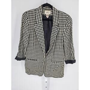 VTG Worthington Womens Black White Long Sleeve Single Button Blazer Coat Size 10